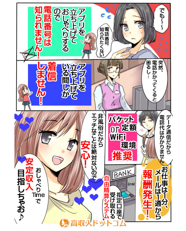 求人マンガ（【非風俗】スマホでカンタン高収入『WellCam』、愛知その他、チャットレディ）の2枚目