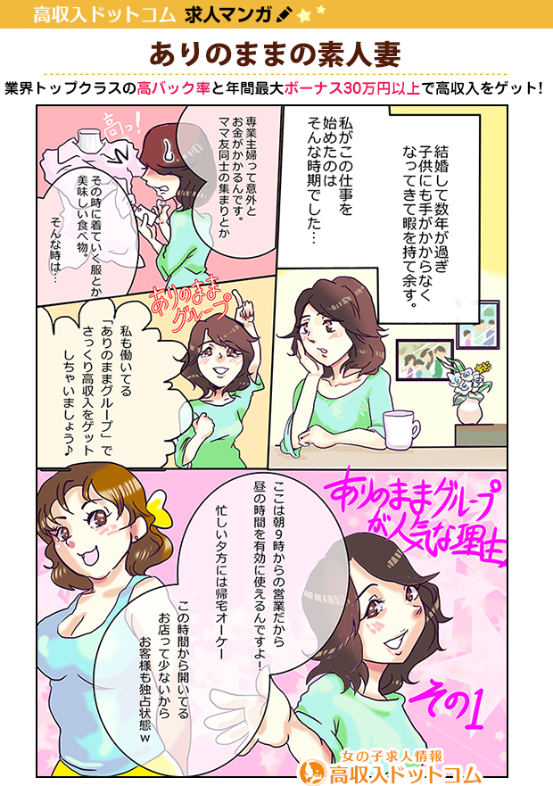 求人マンガ（ありのままの素人妻、水戸市、デリバリーヘルス）の1枚目