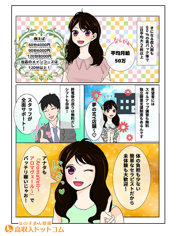 求人マンガ（AromaVeil～アロマヴェール～、千種/今池/池下、メンエス(メンズエステ)）の2枚目